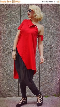 Now selling: SALE 30% OFF Extravagant Red Top / Funky Red Tunic / Asymmetrical Cotton Top / Long Extravagant Red Blouse TT80 / S/S 2016 https://www.etsy.com/listing/286895861/sale-30-off-extravagant-red-top-funky?utm_campaign=crowdfire&utm_content=crowdfire&utm_medium=social&utm_source=pinterest Trendy Cotton Top With Asymmetrical Hem, Trendy Cotton Tops With Asymmetrical Hem, One-shoulder Cotton Top For Party, Trendy Cotton One-shoulder Top, One-shoulder Cotton Party Top, One Shoulder Cotton Top For Party, Cotton One Shoulder Summer Top, One-shoulder Cotton Top For Summer, Summer Cotton One-shoulder Top