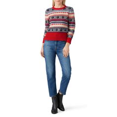 Red multi Wool (70% Polyamide, 30% Wool). Sweater. Long sleeves. Crew neckline. 21.5" from shoulder to hemline. Imported. Rent The Runway, Closet Designs, Printed Sweater, Crewneck Sweater, Wool Sweater, Fair Isle, Crew Neck Sweater, Crew Neckline, Levi Jeans