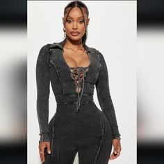 Robin Mineral Wash Jumpsuit I Purchased This Fashionably And Stylish Jumpsuit From Fashionnova.Com. Brand New And Never Worn Size Small Ribbed Jumpsuit, Stylish Jumpsuit, Black Jumpsuit, Long Sleeve Lace, Mocha, Black Fashion, Black Gray, Fashion Nova, Pant Jumpsuit