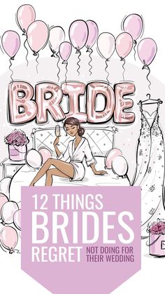 the bride is sitting on her bed surrounded by pink balloons and other things to do