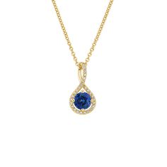 Sapphire Pavé Twist Pendant - 18K Yellow Gold. Shimmering pavé diamonds in lustrous gold form a sculptural twist around a serene blue sapphire in this glamorous pendant. The length of the necklace can be adjusted to either 16 in. or 18 in. to suit individ Elegant Sapphire Diamond Necklace For Anniversary, Elegant Yellow Gold Diamond Necklace With Birthstone, Elegant Sapphire Diamond Necklace For Formal Occasions, Elegant Sapphire Necklace With Diamond, Elegant Gold Sapphire Jewelry, Elegant Sapphire Diamond Necklace, Elegant Sapphire Necklace With Prong Setting, Elegant Blue Diamond Necklace With Diamond Accents, Formal Yellow Gold Jewelry With Lab-created Sapphire