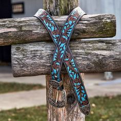 Handmade Turquoise and Brown Floral Tooled Leather Belt - Western Elegance Custom Leather Belts, Floral Belt, Tooled Leather Belts, Leather Designs, Turquoise And Brown, Western Accessories, Turquoise Accents, Western Belt, Western Belts