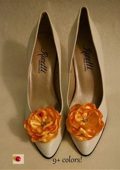 Looking for shoe clips for the special girl at her Quinceanera celebration? Or for Mom for Mother's Day? Or for the bridesmaids? These floral shoe clips might be your answer.! The satin fabric catches the light and adds a lovely touch to your special occasion shoes. They also work great for a prom or any other formal occasion.  And... there is no law that says that they cannot also be used for informal wear; put them on your sandal or flip flops if you want to -- as you can see from the pictures Bridesmaid Shoe, Quinceanera Shoes, Pink Clip, Clown Shoes, Special Occasion Shoes, Flower Shoes, Shoes Too Big, Bridesmaid Shoes, Fabric Shoes