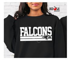 Personalized Falcon School Spirit T-Shirt Crewneck, Hoodie Hooded Sweatshirt Football, Baseball, Basketball, Softball, Track, Volleyball, Cross Country, Cheer, Wrestling Not all colors are available in all sizes and styles.  Please check the color and size charts in photos. We do our best to accurately represent shirt colors by using actual photos but do understand that all monitors will display differently. Please contact us prior to purchase with any questions on sizing or colors. Your purchase includes a custom imprint created specifically for your team! A product proof will be emailed to you within 1 business day.  Please keep an eye on your Etsy messages and reply with any changes within 24 hours. Your order will be sent to production after that time if no response is received. Excess Custom Print Crew Neck Fan Gear Top, Custom Print Crew Neck Top For Fan Gear, Crew Neck Top With Custom Print For Fan Apparel, Cross Country Shirts, Represent Shirt, Cheer Camp, Cheer Shirts, Basketball T Shirt, Teacher Mom