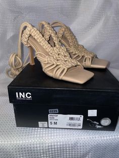 Brand New Inc Brayd Dress Up Lace Sandals Size 5 **Box May Be Damaged. Sandals Being Sold As Is. What's In The Picture Is The Item You'll Be Receiving.** Round Toe Heels For Summer Date Night, Elegant Lace-up Sandals For Date Night In Summer, Elegant Summer Lace-up Sandals For Date Night, Summer Date Night Heels, Beige Heels For Spring Date Night, Beige Heels For Date Night In Spring, Summer Sandals With Heel Strap For Date Night, Summer Date Night Sandals With Heel Strap, Summer Sandals With Round Toe For Date Night