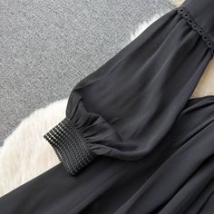 simple long sleeves chiffon summer women's dress P114 Fabric: blended Color: black Size(cm): M,L,XL.2XLM full length 122 sleeve length 27 bust 90 waist 72L full length 123 sleeve length 28 bust 94 waist 76 XL full length 124 sleeve length 29 bust 98 waist 80 2XL full length 125 sleeve length 30 bust 102 waist 84 Chic Summer Long Sleeve Dress With Lantern Sleeves, Chic Long Sleeve Dress With Lantern Sleeves For Summer, Chic Long Sleeve Lantern Dress For Summer, Chic Long Sleeve Lantern Sleeve Summer Dress, Long Sleeve Chiffon Dress For Summer Formal Events, Formal Long Sleeve Summer Chiffon Dress, Formal Long Sleeve Chiffon Dress For Summer, Spring Chiffon Dress With Sheer Long Sleeves, Solid Color Long Sleeve Chiffon Evening Dress