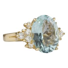 Stamped: 14K Yellow GoldTotal Ring Weight: 5.4 GramsRing Length: N/ARing Width: N/AGemstone Weight: Total Natural Aquamarine Weight is 4.15 Carat (Measures: 13.03x10.00 mm)Color: BlueDiamond Weight: Total Natural Diamond Weight is 0.60 CaratColor: F-G, Clarity: VS2-SI1Face Measures: 13.03x18.00 mmSku: [703907W] Oval Aquamarine Multi-stone Rings, Oval Multi-stone Aquamarine Ring, Elegant Multi-stone Aquamarine Ring, Elegant Aquamarine Multi-stone Ring, Formal Multi-stone Aquamarine Rings, Yellow Gold Diamond Ring, Gold Diamond Ring, Natural Aquamarine, Gold Diamond Rings