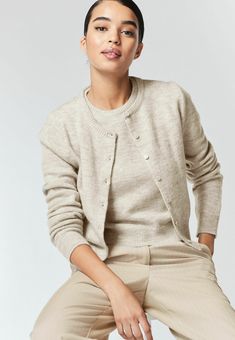 Next Adīta jaka - sand Easy Outfit, Button Up Cardigan, Knitted Top, White Cardigan, Knitted Cardigan, Sweater Set, Co Ord, Simple Outfits