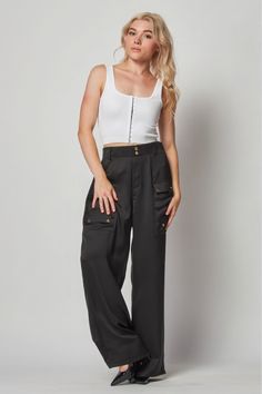 Introducing our Wide Leg Pants crafted from Washed Satin Woven Fabric—a perfect fusion of comfort and chic style. Elevate your wardrobe with these wide-leg pants designed with meticulous attention to detail.Key Features:1. Fabric: Immerse yourself in the luxurious feel of 92% Polyester and 8% Spandex, offering a perfect blend of comfort and flexibility.2. Fit: Embrace the wide-leg trend for a relaxed and stylish look.3. Design: Stay on-trend with 4 side cargo pockets, adding both functionality a Fabric Pants, Everyday Pants, Satin Pants, Activewear Sets, Popular Outfits, Cargo Pocket, Pantalon Large, Toddler Boy Outfits, Pants Design