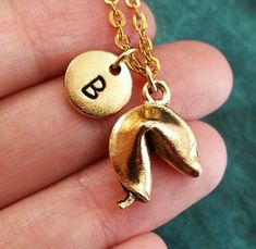 Fortune Cookie Necklace, Gold Cookie Charm Personalized Necklace Pendant Necklace Chinese Food Neckl Personalized Round Good Luck Charm Necklaces, Personalized Round Charm Necklace For Good Luck, Gold Cookies, Food Necklace, Fortune Cookie, Engraved Necklace, Brass Chain, Personalized Necklace, Chinese Food