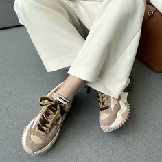 Spring Autumn Round Toe Med Heel Platform Casual Female Shoes Mixed Color Cow Suede Lace Up Women Sneakers - APRICOT,4 Beige Ankle-high Fall Sneakers, Beige Low-top Sneakers For Fall, Beige Low-top Fall Sneakers, Beige Lace-up Sneakers For Fall, Beige Round Toe Platform Sneakers With Cushioned Footbed, Beige Chunky Sneakers With Round Toe And Laces, Beige Sneakers With Contrast Sole For Fall, Trendy Beige Chunky Sneakers With Round Toe, Brown Low-top Platform Sneakers For Spring