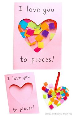 valentine's day craft for kids to make with colored paper and construction paper hearts