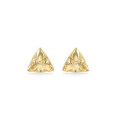 44441 - 14K Yellow Gold - Hawaiian Heirloom Triangle Stud Earrings Formal Engraved Yellow Gold Earrings, Luxury Yellow Gold Earrings For Ceremonial Occasions, Luxury Yellow Gold Ceremonial Earrings, Luxury Ceremonial Yellow Gold Earrings, Yellow Gold Engraved Drop Earrings, Engraved Yellow Gold Drop Earrings, Formal Engraved Drop Earrings, Traditional Engraved Yellow Gold Earrings, Formal Gold Engraved Earrings