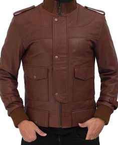 Brown Vintage Leather Jacket for Men: Here is your chance to look like the classic adventurer and it’s only possible with this vintage style jacket. The apparel is finely crafted using genuine leather and lined with viscose.The Indiana Jones jacket features a zip closure overlapped with snap button fasteners; moreover, it also displays a standard shirt style collar and two front patch pockets. The jacket is essential for every vintage fashion lover. Features:Outside: Genuine Sheepskin LeatherIns Indiana Jones Jacket, Vintage Style Jacket, Leather Jacket For Men, Sheep Skin, Brown Vintage, Vintage Leather Jacket, Jacket For Men, Indiana Jones, Leather Jacket Men