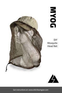 an image of a hat that is on top of a white background with the words mosquito head net written below it