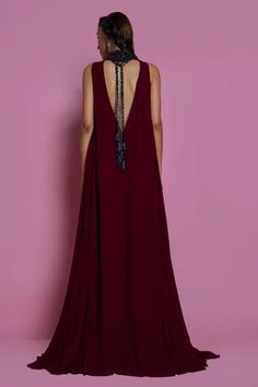 Shop for Mala and Kinnary Maroon Georgette Beetroot Embroidered Tent Gown for Women Online at Aza Fashions Sleeveless Georgette Dress With Mirror Work, Hand Embellished Maxi Gown, Embellished Georgette Maxi Dress For Evening, Floor-length Hand Embellished Gown, Embellished Chiffon Evening Gown, Sleeveless Georgette Maxi Dress For Evening, Embellished Chiffon Gown For Evening, Embellished Georgette Evening Dress, Evening Embellished Georgette Maxi Dress