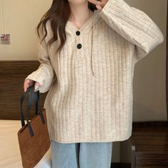 This cozy knitted hoodie features a ribbed construction and a front button-up closure Free Size: Bust: 138cm/ 54.3 in, Length: 66cm/ 26.0 in, Sleeves: 59cm/ 23.2 in Material: Polyester Aesthetic Sweaters, Knitted Hoodie, Crop Top Jacket, Mermaid Prom Dresses Lace, Shiny Pants, Y2k Hoodie, Sequin Prom Dresses, Knit Hoodie, Prom Dresses Lace