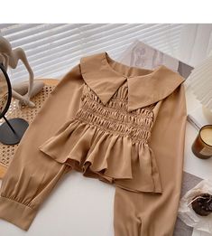 Style: commuting Size: one size Color: white, apricot, khaki, black Sewing Patterns Free Women, Hijab Fashion Summer, Flannel Fashion, Dress Design Patterns, Modesty Fashion, Lace Top Long Sleeve, Collar Designs, Really Cute Outfits, Lace Shirt