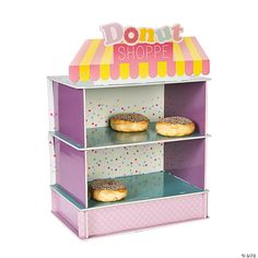 Donut Shop Party Treat Stand (2 Levels for More Treats) Birthday and Party Supplies | Merry Go Toys Treats Birthday, Donut Party Favors, Shopkins Birthday Party, Donut Stand, Treat Stand, Treat Table, Sweet Station