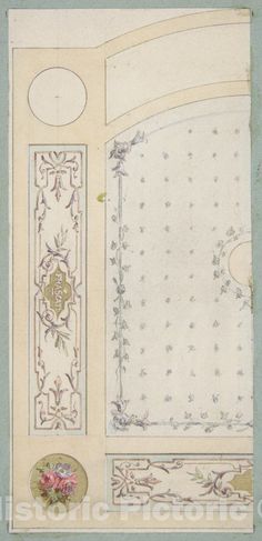 Art Print : Jules-Edmond-Charles Lachaise - Design for Painted Decoration of Wall or Ceiling Panels, Including The Word Frascati : Vintage Wall Art Pen And Ink Watercolor, French Pattern, Ceiling Panels, Ceiling Decor, Arabesque, Vintage Wall, Vintage Wall Art, Metropolitan Museum Of Art, Metropolitan Museum