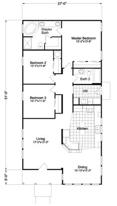 the floor plan for a two bedroom house with an attached bathroom and living room area