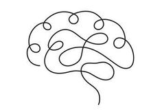 a black and white drawing of a brain