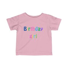 "The \"Birthday Girl\" t-shirt is designed to make the child feel special and stand out on their big day. It's a fun and stylish way to celebrate their birthday and create lasting memories. .: 100% Combed ringspun cotton (fiber content may vary for different colors) .: Light fabric (4.5 oz/yd² (153 g/m .: Classic fit .: Runs true to size Machine wash: inside out, cold (max 30C or 90F); Non-chlorine: bleach as needed; Tumble dry: low heat; Iron, steam or dry: low  All of our items are custom printed once ordered so we do not accept returns or exchanges .If you have an issue with your purchase please contact me that that we can make it right." Happy Birthday Shirt, Birthday Girl T Shirt, Birthday Girl Shirt, Girl Shirt, Girl T Shirt, Feel Special, Birthday Fun, Feeling Special, Birthday Shirt