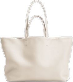 Plain tote bag with two handles standing upright. Large Elegant Everyday Bags, Classic Cream Bags With Rolled Handles, Cream Smooth Grain Shopping Bag, Cream Smooth Grain Bag For Shopping, Tote Insert, Interior Organization, Small Zipper Pouch, Lightweight Bag, Monogrammed Items