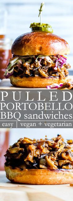 pulled pork sandwich with bbq and vegetables