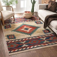 a living room filled with furniture and a rug