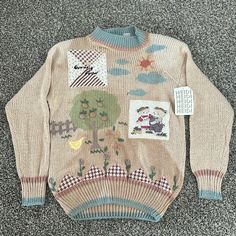 This Piece Is Vintage And Hand-Knit! Super Cute And In Brand New Condition! Perfect For Those Looking To Expand Their Cottagecore Wardrobe! Vintage Sweater Pattern, Cottagecore Sweater, Vintage Knitwear, Vintage Sweaters, Sweater Pattern, Crochet Sweater, Hand Knitting, Super Cute, Sweaters For Women