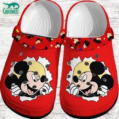 Miror Mickey Mouse Red Clogs For Kids & Adults Casual Mickey Mouse Clogs With Round Toe, Red Non-slip Clogs With Round Toe, Red Non-slip Casual Clogs, Casual Red Non-slip Clogs, Red Synthetic Clogs With Rubber Sole, Red Synthetic Closed Toe Slippers, Red Closed Toe Synthetic Clogs, Red Slip-on Synthetic Clogs, Red Non-slip Synthetic Clogs