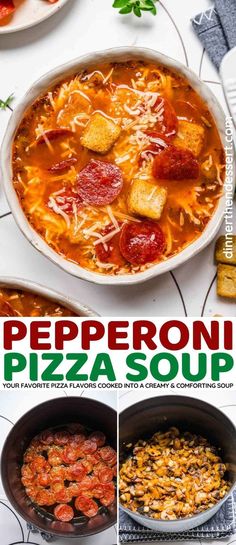 pepperoni pizza soup is an easy and delicious dinner that's ready in under 30 minutes