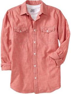 Men's Chambray Shirts at oldnavy.com Chambray Shirt Men, Easy Style, Red Shirt, Shop Mens Clothing, Athletic Fashion, Maternity Wear, Styles Fashion, Big And Tall