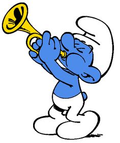 an image of a cartoon character with a trumpet in his hand and holding it up to the