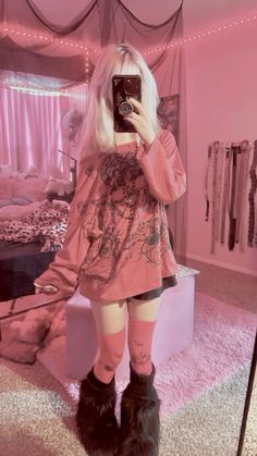 red emo fit Kawaii Emo Outfits, Alt Bimbocore Outfits, Alt Holiday Outfits, Aesthetic Outfit, Pink Goth Outfits Aesthetic, Alternative Fashion Pink, Pink Grunge Aesthetic Outfits, Pink Grunge Outfits, Pink Alt Outfits