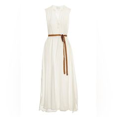 Eberjey Summer Of Love Dress Off White-Ivory Lightweight Organic Fabric Relaxed Fit Maxi Ankle Length Mandarin Collar Unlined Simple . Elegant. Timeless From Eberjey's Summer Of Love Cover Up Collection, The Russel Sleeveless Maxi Dress Is Long And Flowing In Whisper-Soft Sheer Guaze And Ties At The Waist With A Contrasting Genuine Leather Strip Belt. A Fresh, Feminine Look Over Any Swimsuit. Fabric: 70% Bamboo, 30% Cotton Care: Hand Wash. Imported. Msrp $169 S/M Measurements 19” Flat Lay Pit To Chic White Linen Maxi Dress, White Feminine Midi Dress For Daytime, Feminine White Linen Midi Dress, Feminine White Midi Dress For Daytime, White Linen Midi Dress Feminine Style, Elegant Neutral Beach Dress, Chic Neutral Maxi Dress For Daywear, Chic Cream Maxi Dress For Daytime, Elegant Cream Dress For Daytime