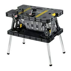 the portable work bench is ready to be used as a toolbox or table top