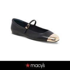 in stock Gold Leather Ballet Flats With Round Toe, Black Leather Ballet Flats With Textured Sole, Black Leather Sole Mary Jane Ballet Flats, Luxury Black Ballet Flats With Leather Lining, Black Leather Sole Ballet Flats, Medium Width, Mary Jane Ballet Flats, Gold Tips, Black Ballet Flats, Womens Flats