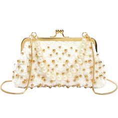 Chaima Handbags - Ultra Seller Flowers Applique, White Hardware, Gold Handbags, Pretty Bags, Ladies Clutch, Purse Styles, Flower Applique, Types Of Bag, Small Crossbody