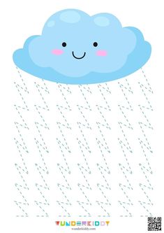 a blue cloud with rain coming out of it's face and the words today written in