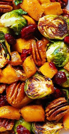 roasted brussel sprouts with cranberries and pecans