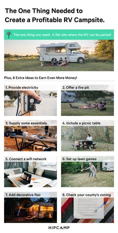 an advertisement for the rv camper with pictures and instructions on how to use it