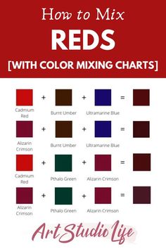 how to mix reds with color mixing chart