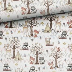 a wallpaper with animals and trees on it