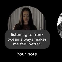 a woman with long hair is talking into a microphone and the caption reads, listening to frank ocean always makes me feel better