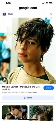 an image of a woman with short hair on her face and the caption google com