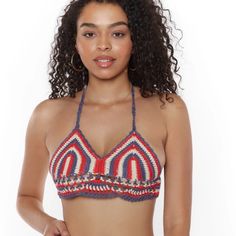 Raga Katy Bikini Top Size M New With Tags Stand Out In Our Unique 'Katy Bikini Dtop'. With A One-Of-A-Kind Cute & Intricate Crochet Pattern, You Wont Be Like Anybody Else At The Beach Or Pool. Lined Cups Back Tie Closure Crochet Design Throughout Flattering V-Neck 100% Cotton Red Bra Friendly Crop Top For Summer, Red Bra-friendly Crop Top For Summer, Summer Red Halter Top, Bra Friendly, Summer Bra Friendly Red Halter Top, Red Triangle Halter Top Bra Friendly, Red Triangle Halter Top With Bra-friendly Design, Summer Multicolor Bra-friendly Tops, Red Bra Friendly Halter Top, Multicolor Bra-friendly Tops For Summer