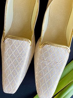 Handmade Traditional Mens Wedding Shoes in Gold Color. The shoes are handmade with brocade fabric. These are also called Punjabi Juttis Khussa or Mojari mostly worn for ceremonies like Wedding and Parties. These go well with pretty much all the Kurta Pajama Sets. Item : Shoes/Footwear for MenFabric : BrocadeDisclaimer- In case of any issue please reach us within 3days of delivery and if accepted return within 7days. - Buyer pays for the return shipping - Please read our Store Polices before Purc Mens Wedding Shoes, White Mens Shoes, Wedding Footwear, Men's Wedding Shoes, Ethnic Wedding, Footwear For Men, Off White Mens, Nehru Jackets, Brocade Fabric