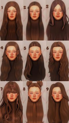 many different types of hair are shown in this drawing style, including the head and shoulders